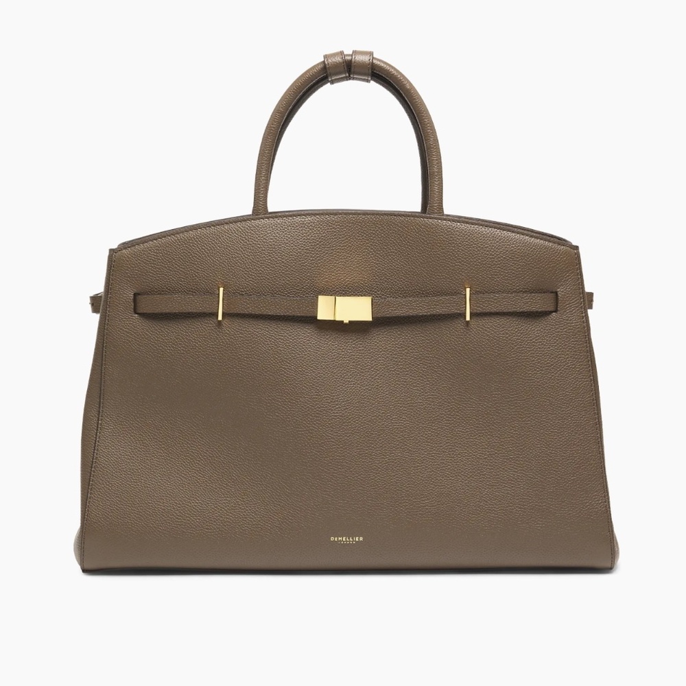 Brand New!  DeMellier HUDSON Grained Leather Top Handle Bag Olive Green LARGE